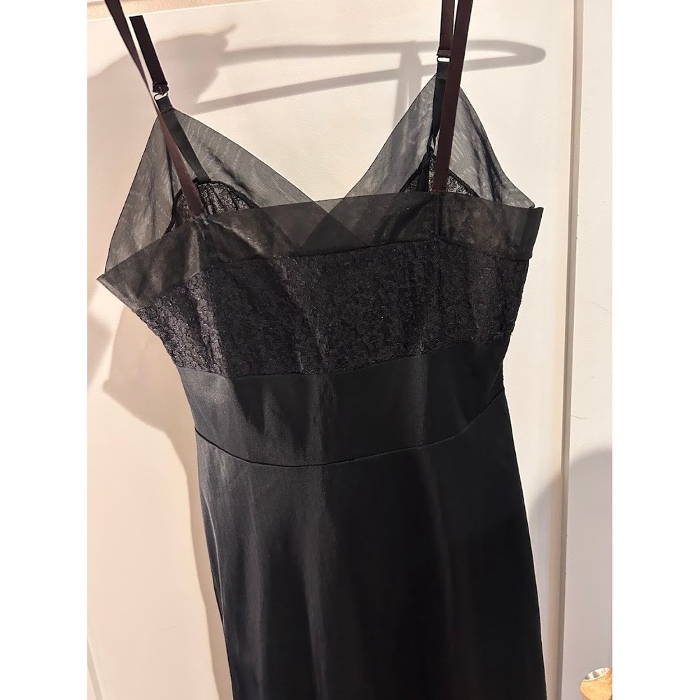 Vintage Munsingwear Black Nylon Tricot Lace Maxi Slip Dress Size 32‎ Tall USA - Picture 2 of 10